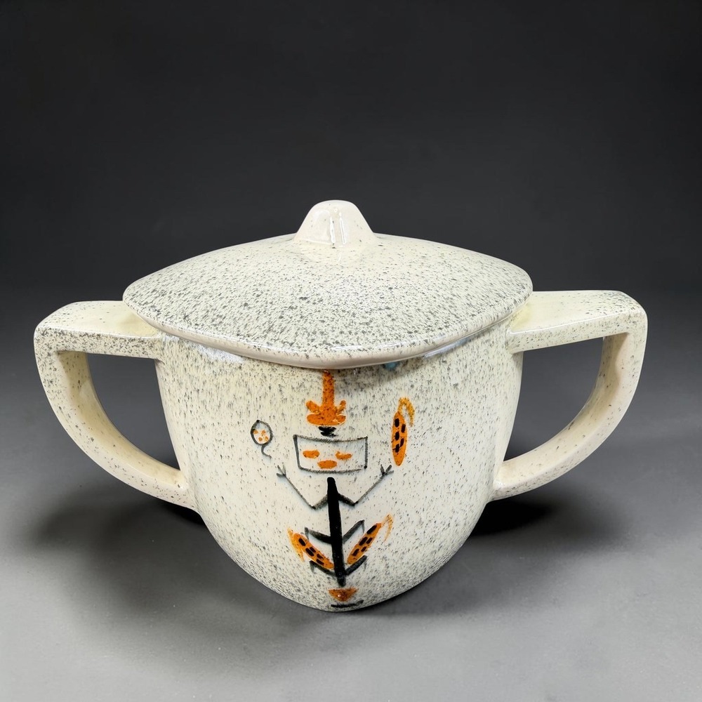 Vintage Loma New Mexico Pottery Lidded Sugar Bowl Container‎ Kachina Folk Art